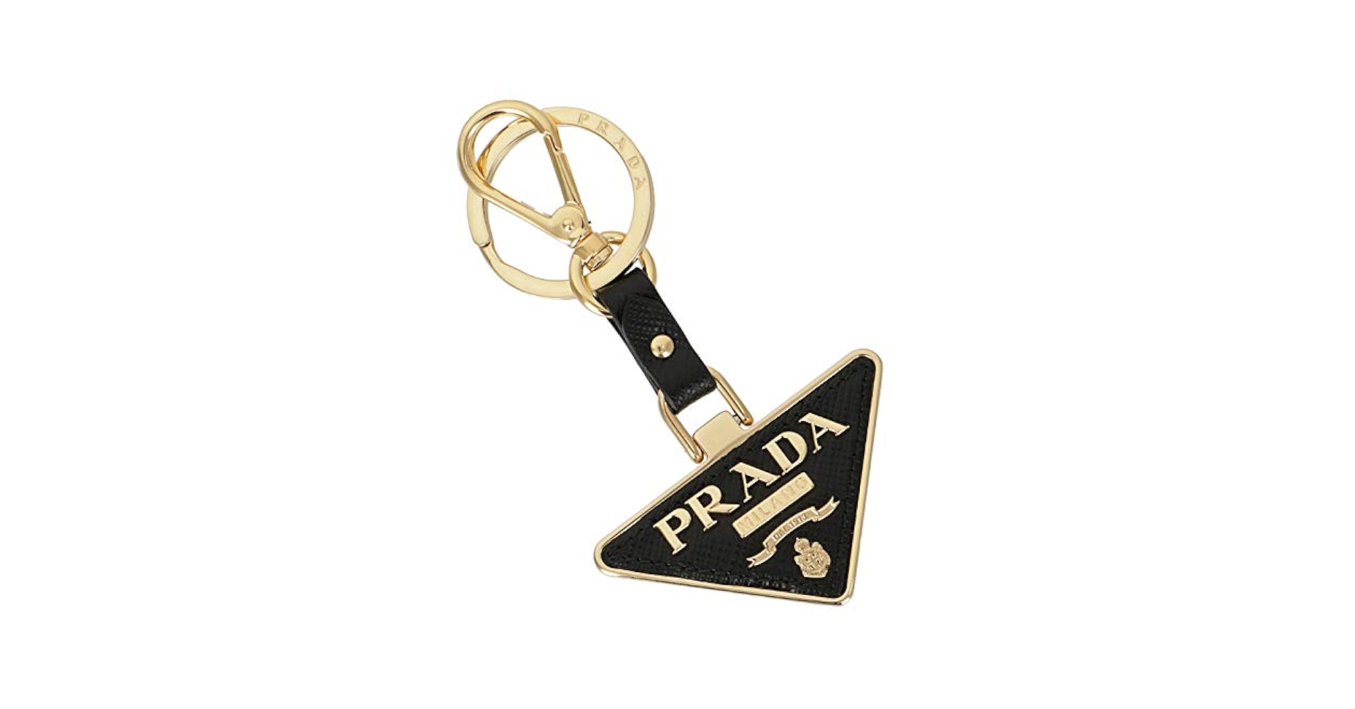 PRADA トライアングルキーホルダー ゴールド エナメルメタル PRADA トライアングルキーホルダー ゴールド エナメルメタル